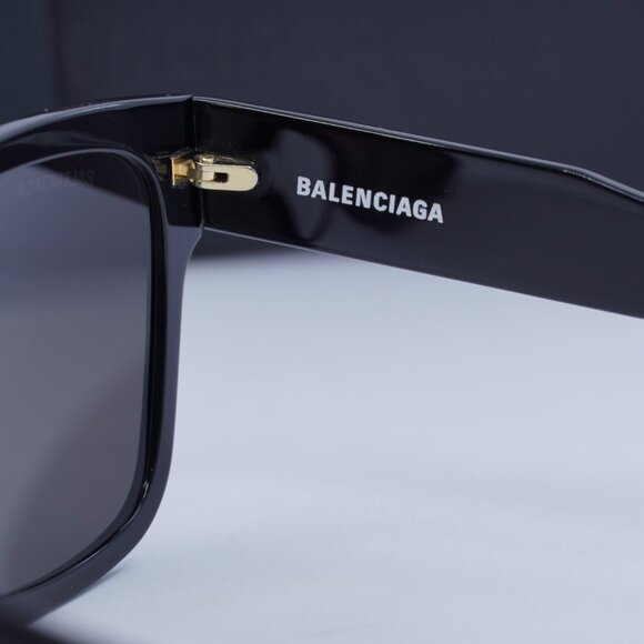 Balenciaga BB0056S 001 Square Sunglasses - Black/Grey - Picture 11 of 12